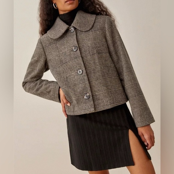Reformation Jackets & Blazers - New Reformation Dillon Wool Jacket in Brown Plaid